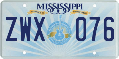 MS license plate ZWX076