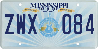 MS license plate ZWX084