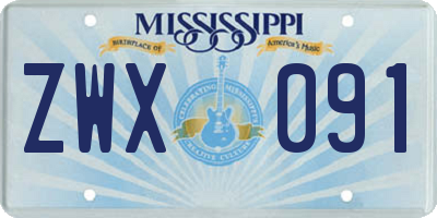 MS license plate ZWX091