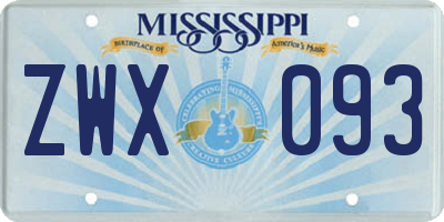 MS license plate ZWX093