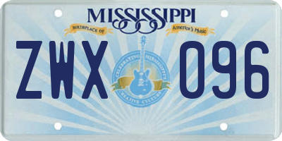 MS license plate ZWX096