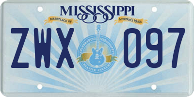 MS license plate ZWX097