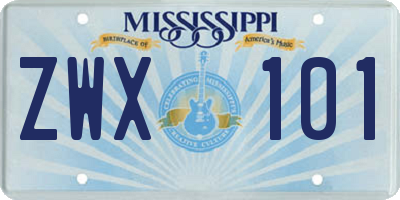 MS license plate ZWX101
