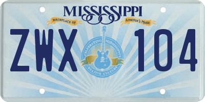 MS license plate ZWX104