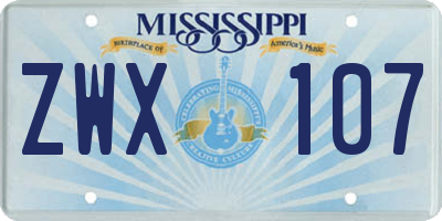 MS license plate ZWX107