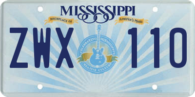 MS license plate ZWX110