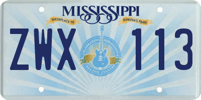 MS license plate ZWX113