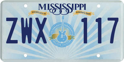 MS license plate ZWX117