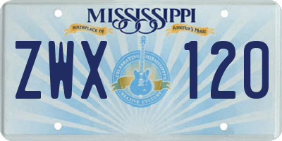 MS license plate ZWX120