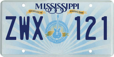 MS license plate ZWX121