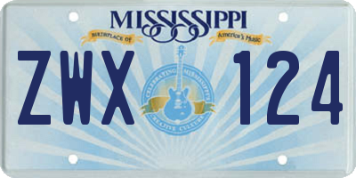 MS license plate ZWX124