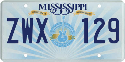 MS license plate ZWX129