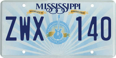 MS license plate ZWX140