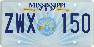 MS license plate ZWX150