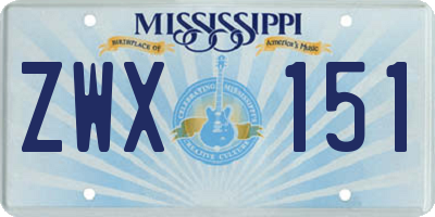 MS license plate ZWX151