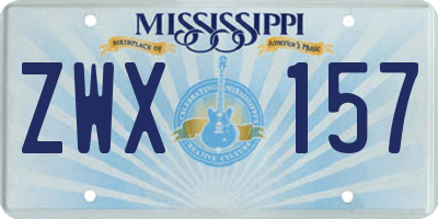MS license plate ZWX157