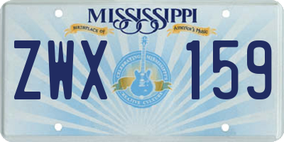 MS license plate ZWX159