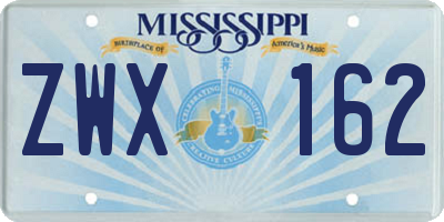 MS license plate ZWX162