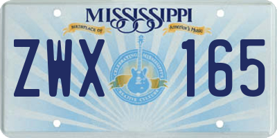 MS license plate ZWX165
