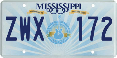 MS license plate ZWX172