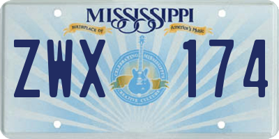 MS license plate ZWX174
