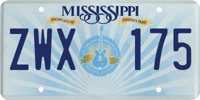 MS license plate ZWX175