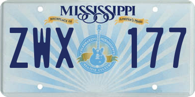 MS license plate ZWX177