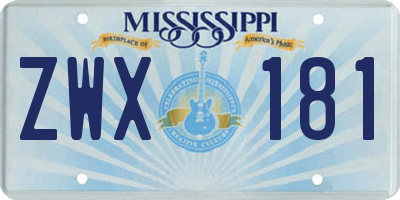 MS license plate ZWX181