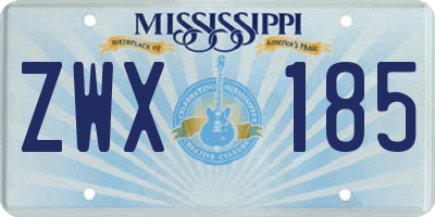 MS license plate ZWX185