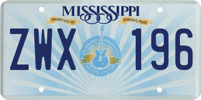 MS license plate ZWX196