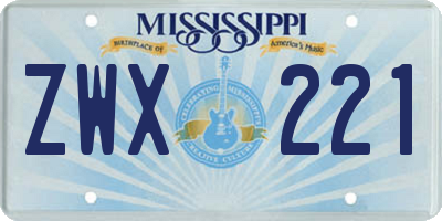 MS license plate ZWX221
