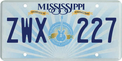 MS license plate ZWX227