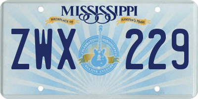 MS license plate ZWX229