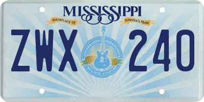 MS license plate ZWX240