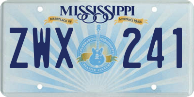 MS license plate ZWX241