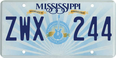 MS license plate ZWX244