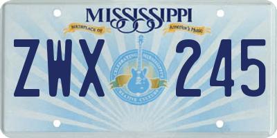 MS license plate ZWX245