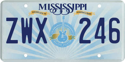 MS license plate ZWX246