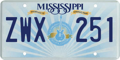 MS license plate ZWX251