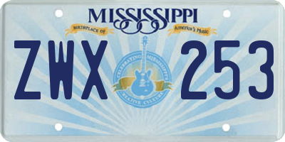 MS license plate ZWX253