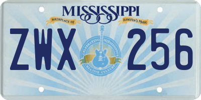 MS license plate ZWX256