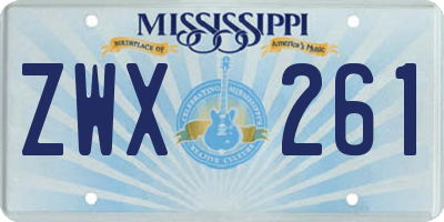 MS license plate ZWX261