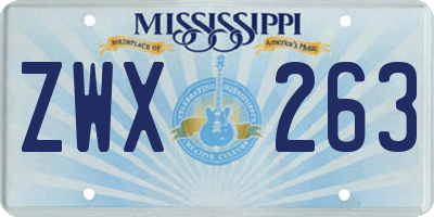 MS license plate ZWX263