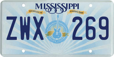 MS license plate ZWX269