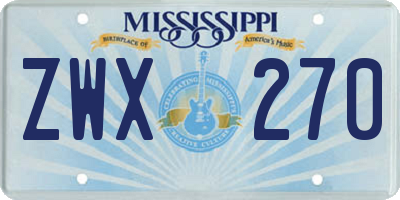 MS license plate ZWX270