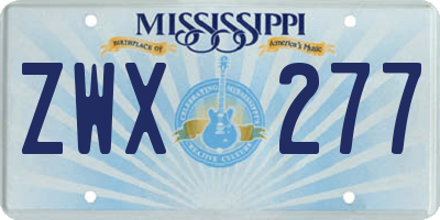 MS license plate ZWX277