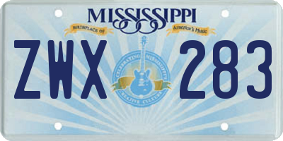 MS license plate ZWX283