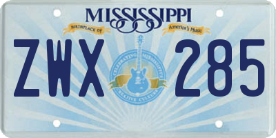 MS license plate ZWX285