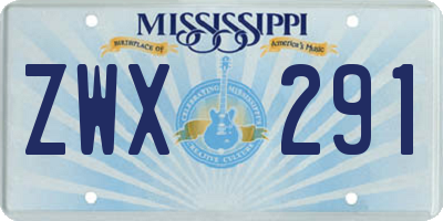 MS license plate ZWX291