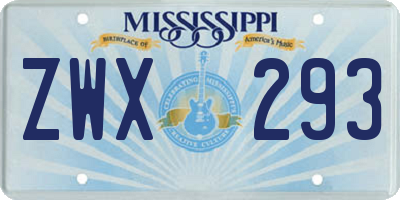 MS license plate ZWX293